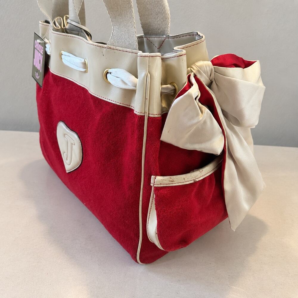 Rare Vintage Y2K Juicy Couture Red Velour Large Tote Bag NWT - Picture 3 of 8